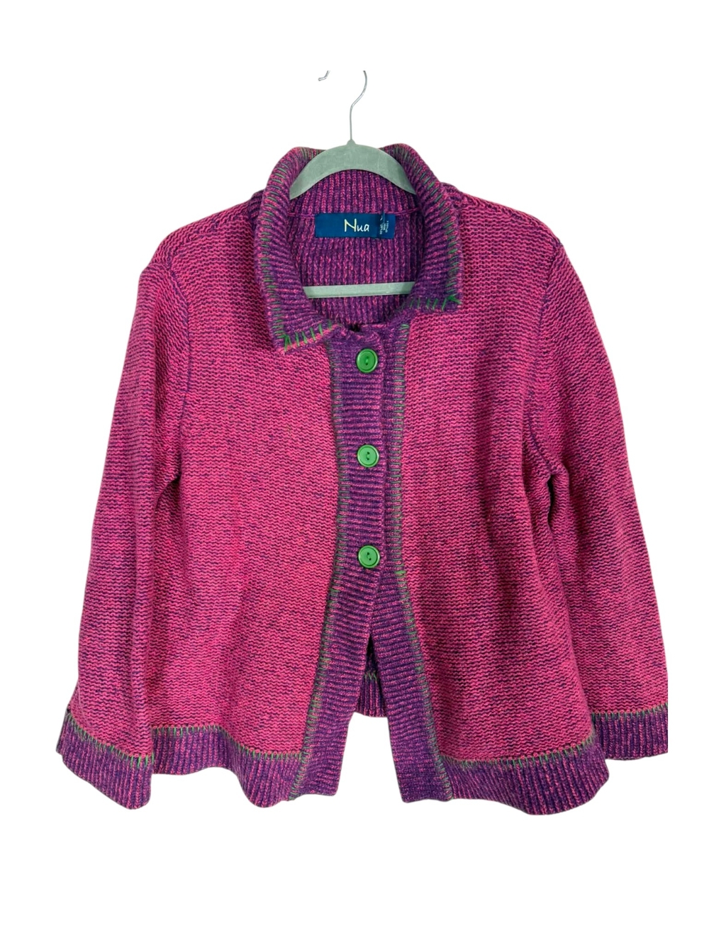 Nua Pink Wool and Silk blend Knit Button-Front Cardigan/Jacket